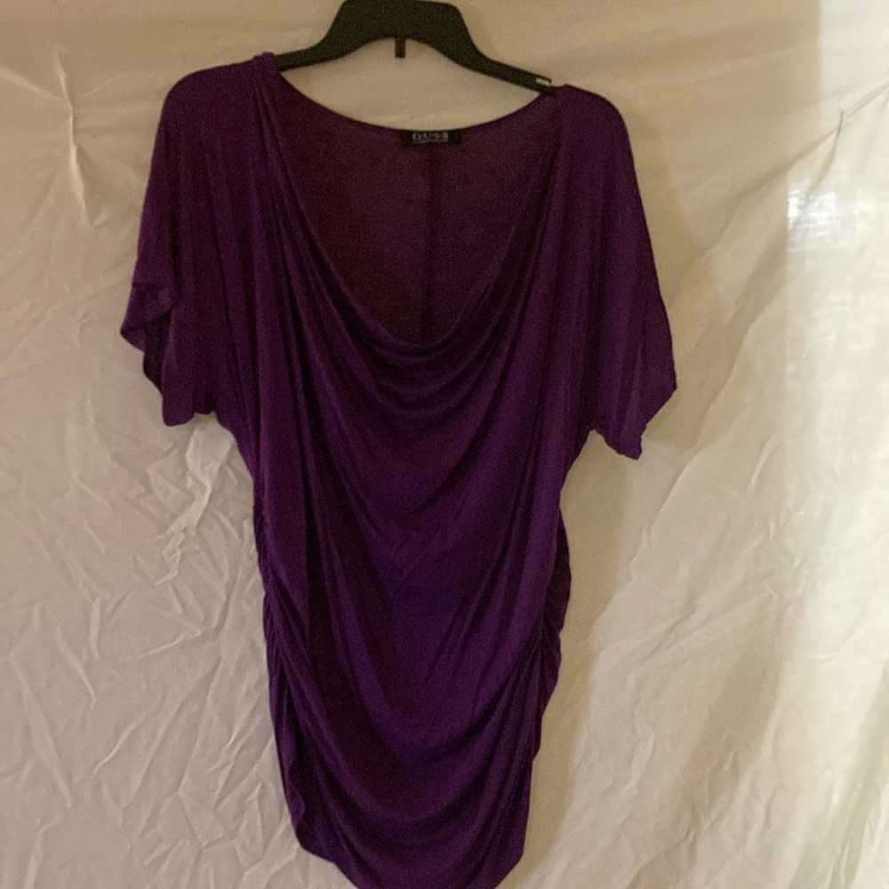 Chico's Purple Ruched Dolman Sleeve Tunic
